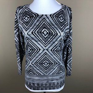 Joseph A 3/4 Sleeve Sweater Size S Black Cream